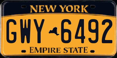 NY license plate GWY6492