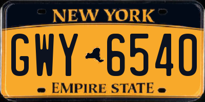 NY license plate GWY6540