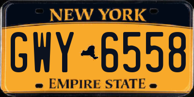 NY license plate GWY6558