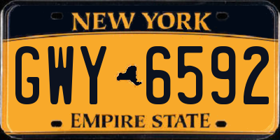 NY license plate GWY6592