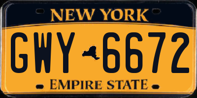 NY license plate GWY6672