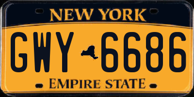 NY license plate GWY6686
