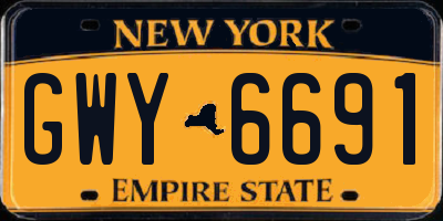 NY license plate GWY6691