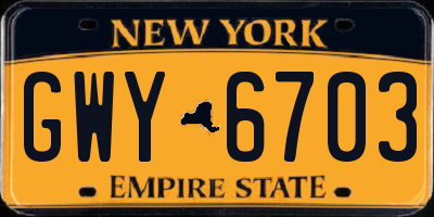NY license plate GWY6703