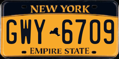 NY license plate GWY6709