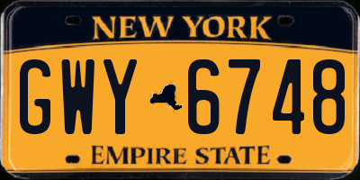 NY license plate GWY6748