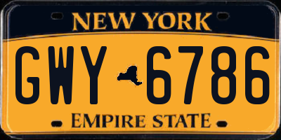 NY license plate GWY6786