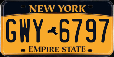 NY license plate GWY6797