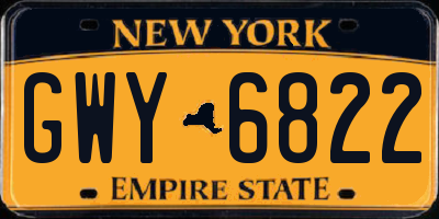 NY license plate GWY6822