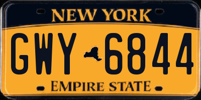 NY license plate GWY6844