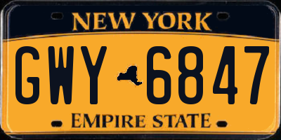 NY license plate GWY6847