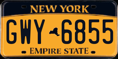 NY license plate GWY6855