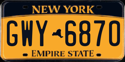 NY license plate GWY6870