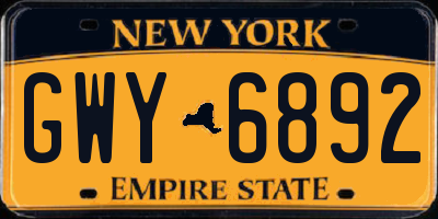 NY license plate GWY6892