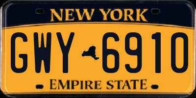 NY license plate GWY6910