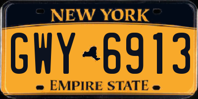 NY license plate GWY6913