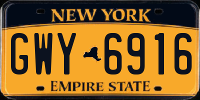 NY license plate GWY6916