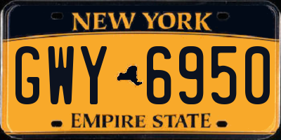 NY license plate GWY6950