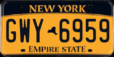 NY license plate GWY6959