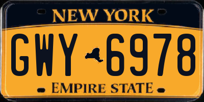 NY license plate GWY6978