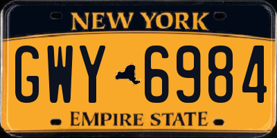 NY license plate GWY6984