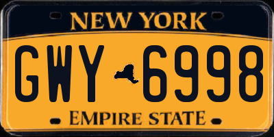 NY license plate GWY6998