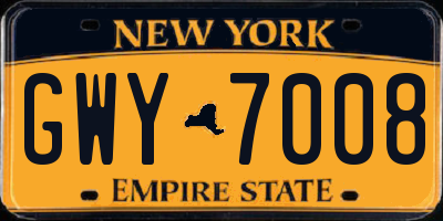 NY license plate GWY7008