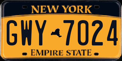 NY license plate GWY7024