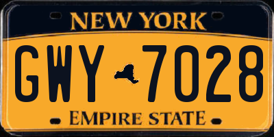 NY license plate GWY7028