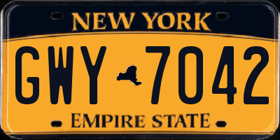 NY license plate GWY7042