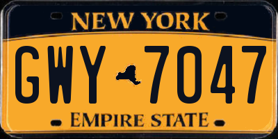 NY license plate GWY7047