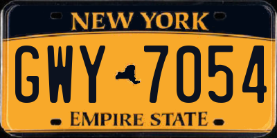 NY license plate GWY7054