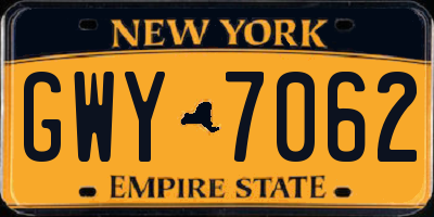 NY license plate GWY7062