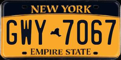 NY license plate GWY7067