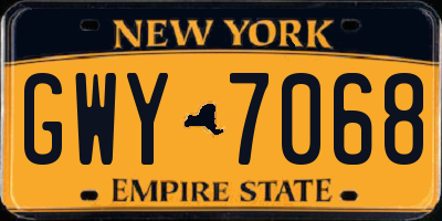 NY license plate GWY7068
