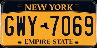 NY license plate GWY7069
