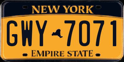 NY license plate GWY7071