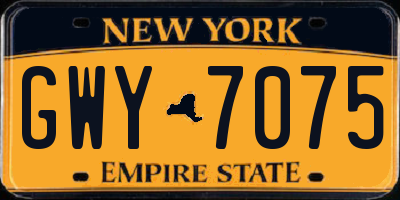 NY license plate GWY7075