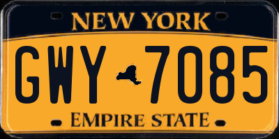 NY license plate GWY7085
