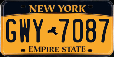 NY license plate GWY7087