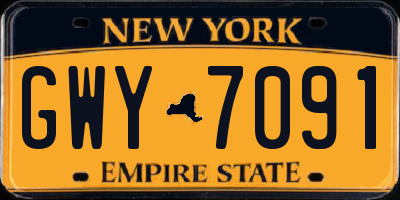 NY license plate GWY7091
