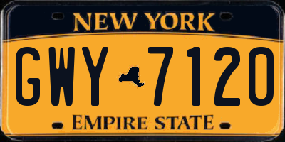 NY license plate GWY7120