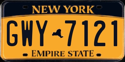 NY license plate GWY7121