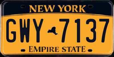 NY license plate GWY7137