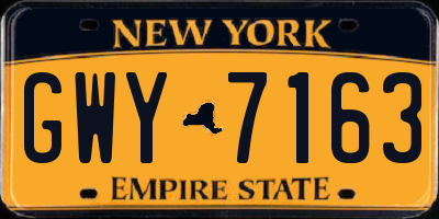 NY license plate GWY7163