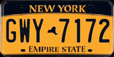NY license plate GWY7172