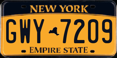 NY license plate GWY7209