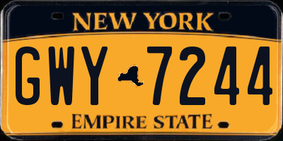 NY license plate GWY7244
