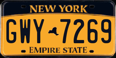 NY license plate GWY7269