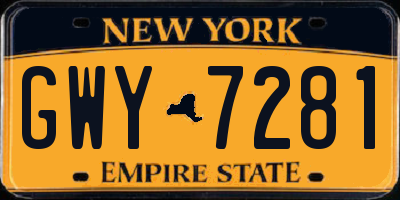 NY license plate GWY7281